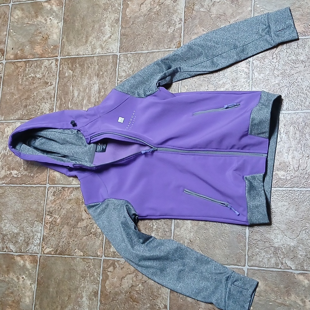 Outfitter Trading Co. Purple and Gray Hooded Performance Jacket Size Small